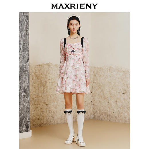 MAXRIENY温柔春日少女桃花*连衣裙露背小心机(货号:MC88DR059) 商品图2