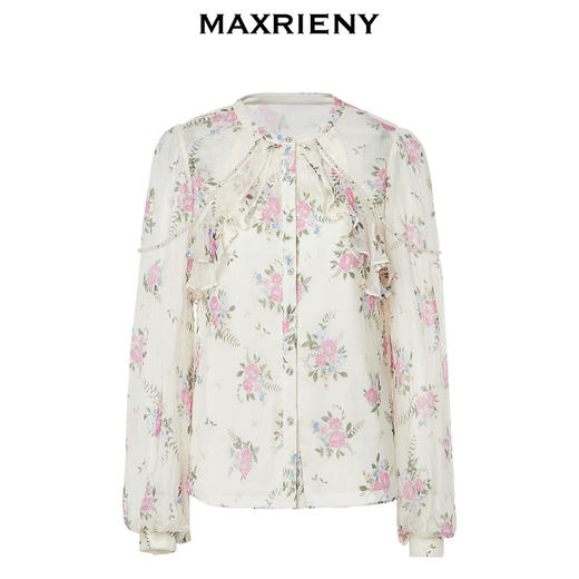 MAXRIENY温柔田园风碎花真丝花衬衫桑蚕丝衬衣上衣(货号:MC88TP579) 商品图4