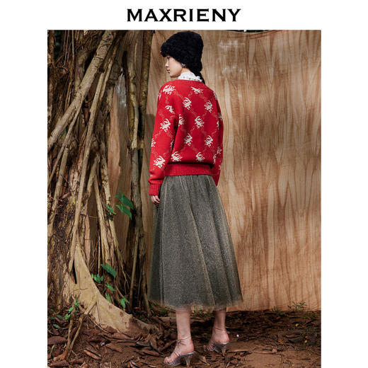 MAXRIENY网纱半身裙复古感中长裙蓬蓬裙冬裙(货号:MC87SK789) 商品图3