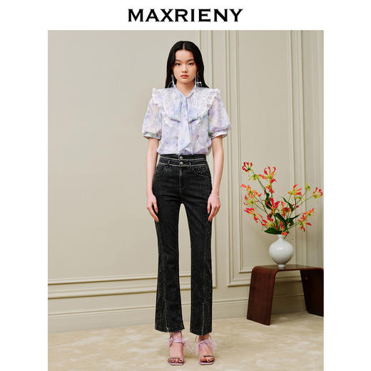 蝴蝶仙紫系列2.0MAXRIENY森系精灵泡泡袖雪纺衫(货号:MC88TP369) 商品图3