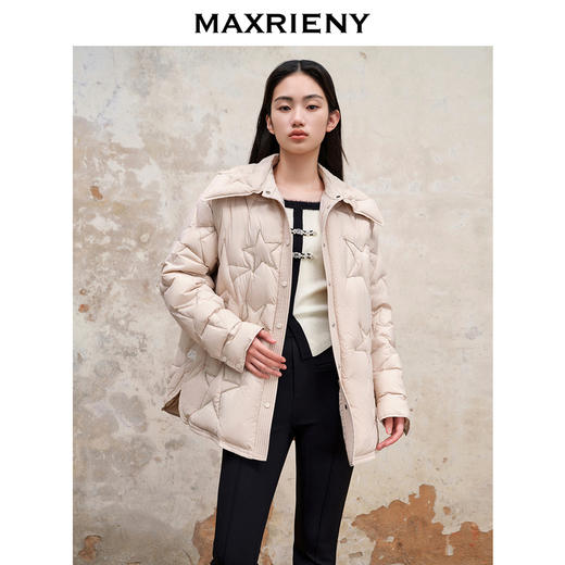 MAXRIENY衬衣式翻领轻薄羽绒服肌理感宽松外套(货号:MS88DC516) 商品图2