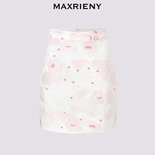 MAXRIENY国风新中式半身裙A摆小短裙2024夏季新款肌理感提花半裙(货号:MS85SK266) 商品图4