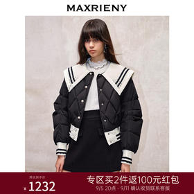 MAXRIENY*复古学院风羽绒服收腰短款尖领外套(货号:MS88DC525)