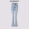 【静奢度假-商场同款】MAXRIENY新中式高腰开叉复古牛仔裤修身女(货号:MC85PA299) 商品缩略图4
