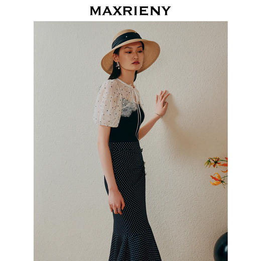 MAXRIENY浪漫复古感赫本风波点鱼尾裙包臀半身裙(货号:MC88SK289) 商品图2