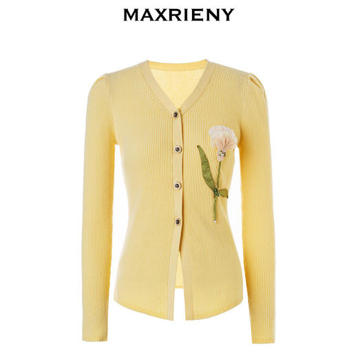 MAXRIENY复古立体渐变花毛衫23冬季新款修身上衣女(货号:MC88SW804) 商品图4