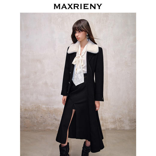 MAXRIENY法式复古鱼尾大衣长款双面呢赫本羊毛外套(货号:MS88CT502) 商品图2