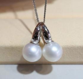 18k金澳白珍珠耳环耳圈款