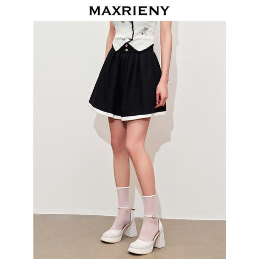 【商场同款】MAXRIENY复古撞色风情短裤2024夏季新款阔腿裙裤(货号:MC85PA268) 商品图2