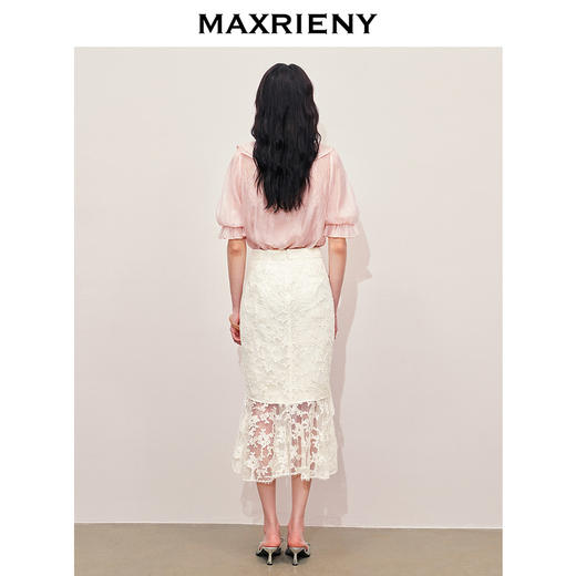 【商场同款】MAXRIENY复古温柔风荷叶边上衣别致甜美设计雪纺衫(货号:MS85TP259) 商品图3