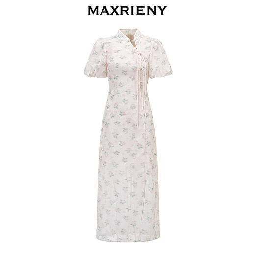 MAXRIENY新中式手工盘扣连衣裙复古国风开衩裙子(货号:MS85DR031) 商品图4
