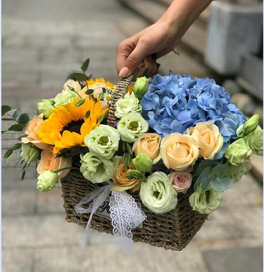 风和日丽----向日葵手提花篮五选一