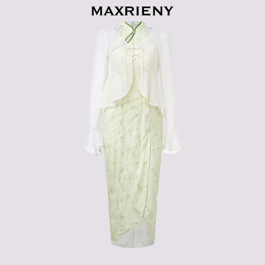 【商场同款】MAXRIENY清冷新中式连衣裙薄荷曼波国风旗袍裙子(货号:MS85DR275) 商品图4