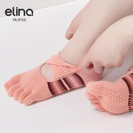 elina一恋2024 纽结彩绑带五趾普拉提瑜伽防滑袜ELR2507 商品图4