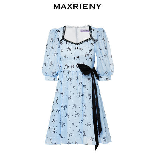 MAXRIENY复古蝴蝶结飘带波点连衣裙甜美少女感(货号:MS88DR538) 商品图4