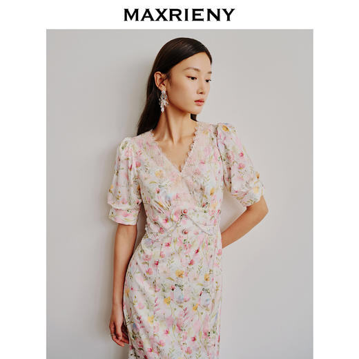 【商场同款】MAXRIENY欧式田园风郁金香连衣裙多巴胺碎花裙子夏(货号:MC88DR364) 商品图2