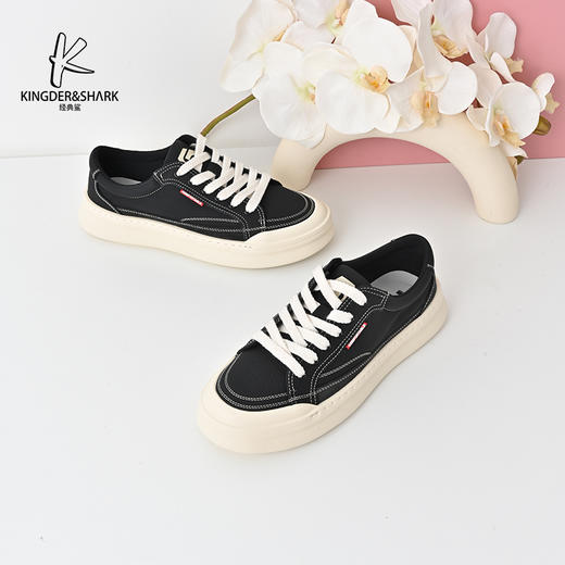 经典鲨2024年秋季新款男士舒适系带平底休闲板鞋KW08-D33111 商品图1