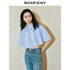 【英式雅皮士-商场同款】MAXRIENY复古摩登珠花条纹上衣衬衫女(货号:MC85TP033) 商品缩略图2