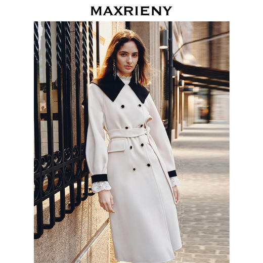 MAXRIENY*复古撞色大衣长款秋冬双面呢羊毛外套(货号:MS88CT528) 商品图2