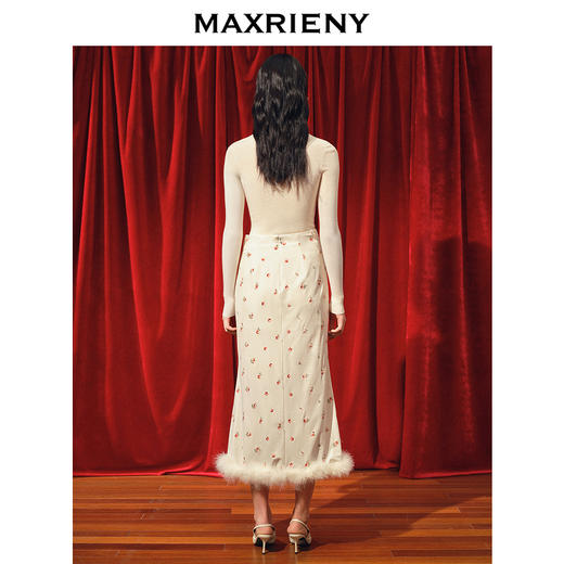 MAXRIENY国风复古三红绣高腰鱼尾半裙裙子(货号:MC88SK839) 商品图3