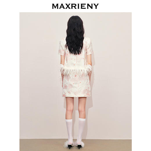 MAXRIENY国风新中式半身裙A摆小短裙2024夏季新款肌理感提花半裙(货号:MS85SK266) 商品图3