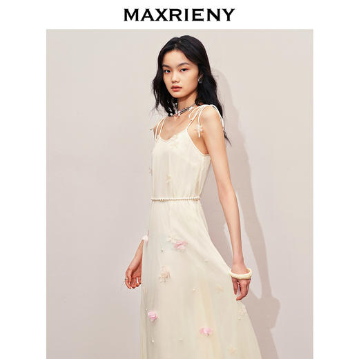 MAXRIENY浪漫度假连衣裙海边长裙甜美裙子肌理感(货号:MS85DR279) 商品图1