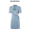 MAXRIENY新中式竹叶提花镂空牛仔连衣裙(货号:MC88DR504) 商品缩略图4