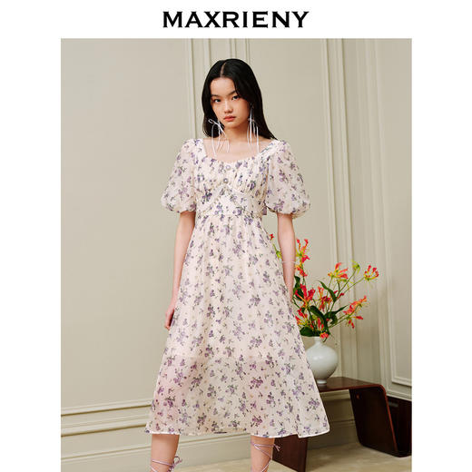 MAXRIENY欧式田园风碎花裙茶歇裙后背蝴蝶结连衣裙(货号:MC88DR096) 商品图2