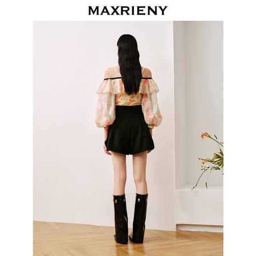 MAXRIENY多巴胺穿搭吊带雪纺衫泡泡袖雪纺上衣(货号:MC88TP502) 商品图3