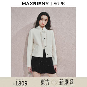 [东方新摩登]MAXRIENY贵雅新中式外套秋冬新款宽松流苏盘扣上衣女(货号:MS85JA535)
