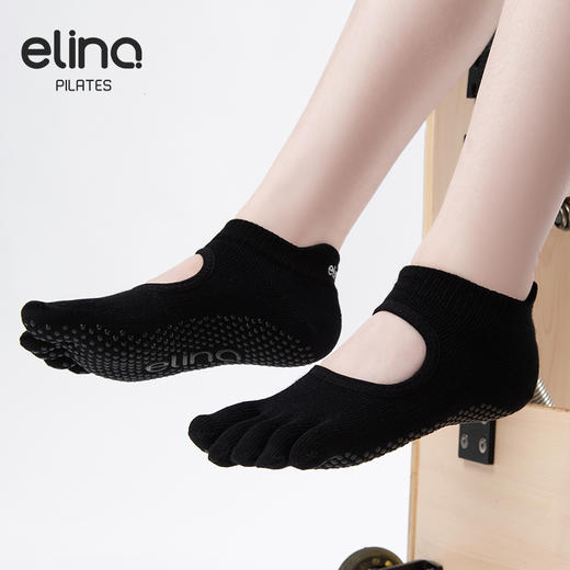 elina一恋2024  波浪提花露背五趾普拉提瑜伽防滑袜ELR2502 商品图3
