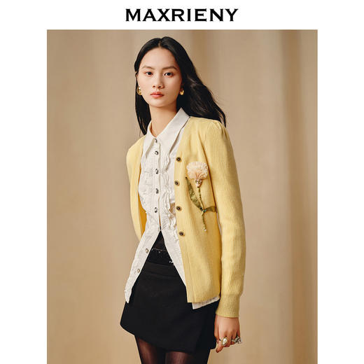 MAXRIENY复古立体渐变花毛衫23冬季新款修身上衣女(货号:MC88SW804) 商品图2
