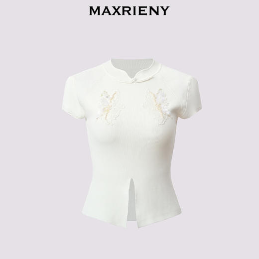 【商场同款】MAXRIENY新中式套头针织毛衫复古国风针绣上衣(货号:MS85SW260) 商品图4