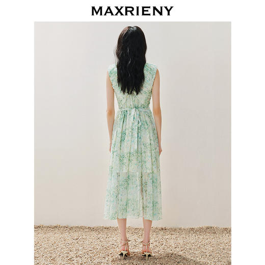 MAXRIENY浪漫度假风印花连衣裙仙美悠闲v领茶歇裙(货号:MS85DR268) 商品图3