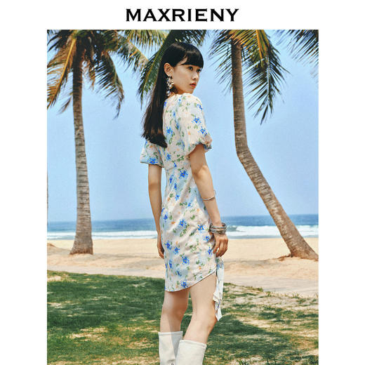 MAXRIENY假日海边度假风茶歇裙夏日园艺风连衣裙(货号:MS88DR347) 商品图3