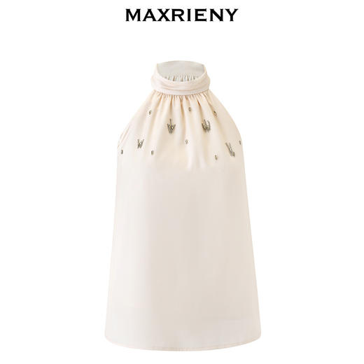 MAXRIENY气质淑女感钉珠上衣女修身显瘦挂脖衬衫(货号:MS85TP028) 商品图4