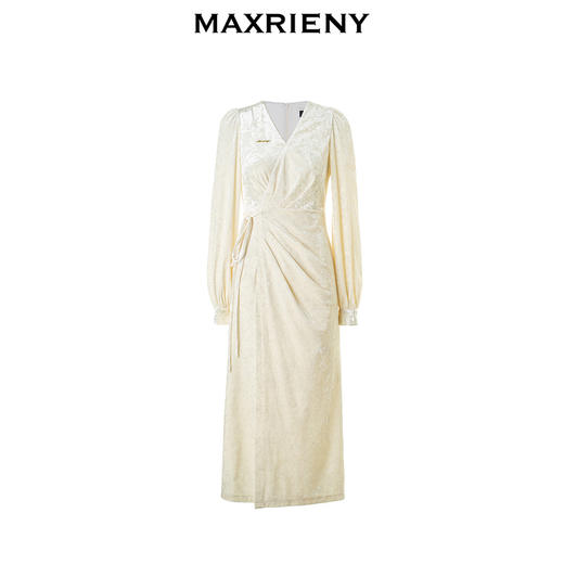 MAXRIENY法式复古连衣裙钻石绒围裹绑带松弛感裙子(货号:MC88DR808) 商品图4