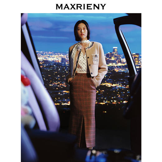 MAXRIENY彩格纹羊毛半裙2023冬季新款(货号:MC88SK809) 商品图1