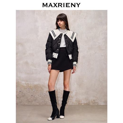 MAXRIENY*复古学院风羽绒服收腰短款尖领外套(货号:MS88DC525) 商品图1