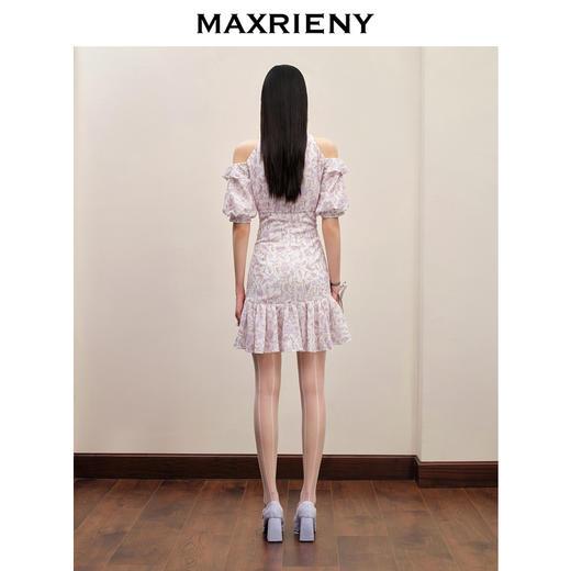 MAXRIENY法式浪漫感玫瑰印花连衣裙系带仙美裙子(货号:MC88DR507) 商品图3