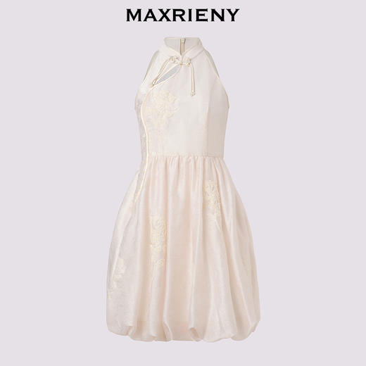 【贵雅新中式-商场同款】MAXRIENY华丽新中式玫瑰钉珠流苏连衣裙(货号:MC85DR351) 商品图4