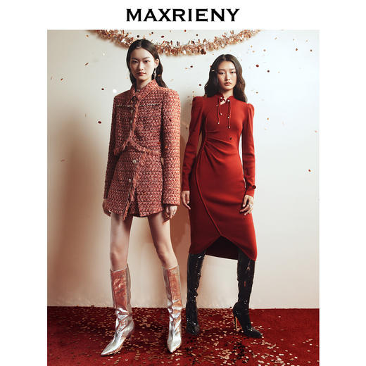 MAXRIENY新年红旗袍复古国风连衣裙(货号:MC88DR811) 商品图1
