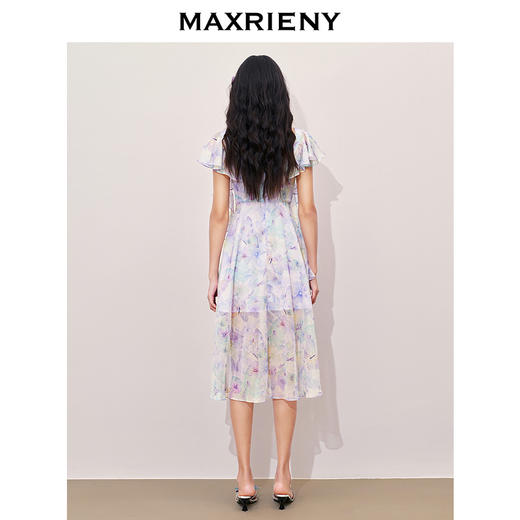 MAXRIENY浪漫度假风连衣裙2024夏季新款晕染碎花茶歇裙收腰伞摆(货号:MS85DR259) 商品图3
