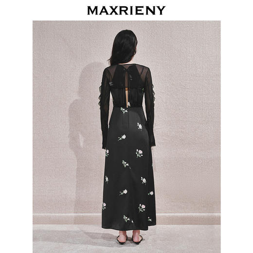 【主题纪念款】MAXRIENY华丽宫廷风玫瑰蕾丝连衣裙2024秋冬新款(货号:MC85DR560) 商品图3