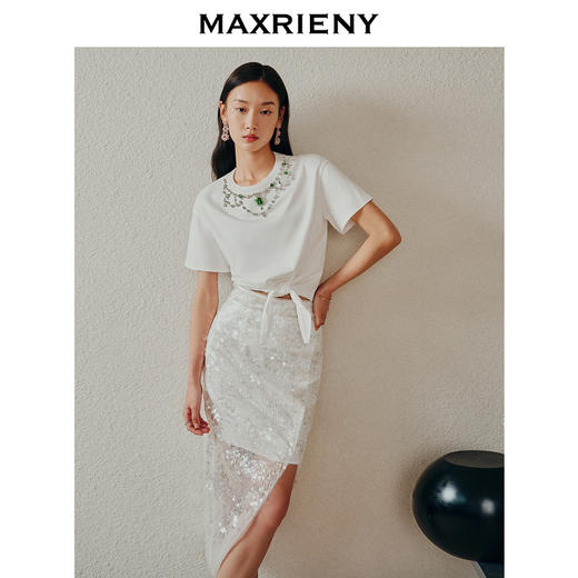 MAXRIENY*开衩设计感半身裙郁金香亮片包臀裙(货号:MC88SK257) 商品图2