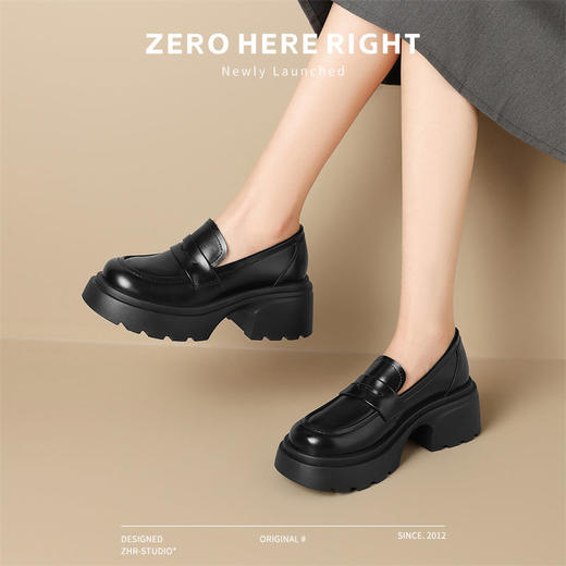 ZHR则则厚底百搭乐福鞋2024新款气质英伦单鞋松糕底小皮鞋jk女鞋 商品图3