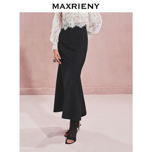 【贵雅日常-商场同款】MAXRIENY复古优雅金扣鱼尾半身裙长裙(货号:MC85SK537) 商品图2