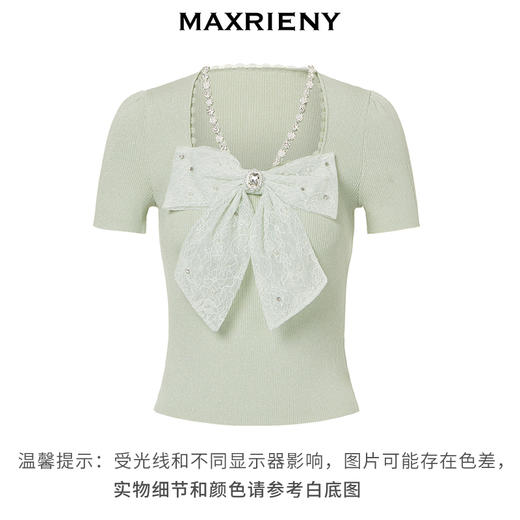MAXRIENY千金小香风蝴蝶结针织衫薄薄荷曼波风穿搭(货号:MC88SW312) 商品图4