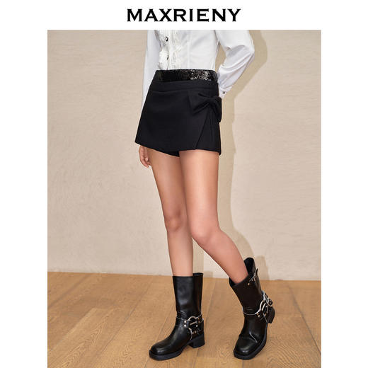 MAXRIENY率性复古双腰头拼接亮片低腰式裙裤短裤(货号:MC88PA771) 商品图2