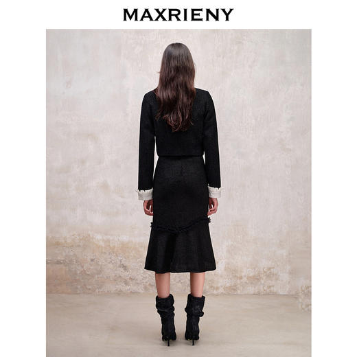 MAXRIENY*复古小香风撞色领口荷叶外套高级(货号:MS88JA508) 商品图3